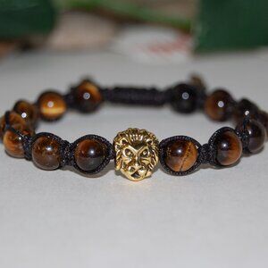 Tiger Eye Bracelet,Lion Bracelet,Tiger Eye Shamballa Bracelet,Man,Mens Bracelet